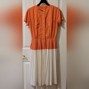 Vintage 1950s - 1960s Miss Brooks New York Spring/Summer Orange & White Dress
